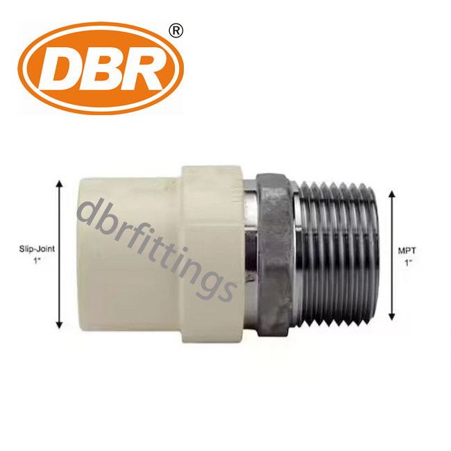1 tum x 1 tum. CPVC CTS Slip rostfritt stål MPT -adapterrör