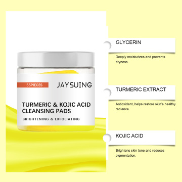 Private Label Kojic Acid Turmeric Cleansing Pads for Custom Skin Exfoliation and Oil Elimination