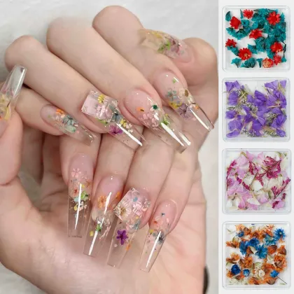 Nail Dried Flower Monet Garden Oil Painting - Small Petals for DIY Nail Art Decoration
