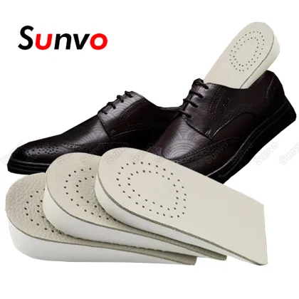 Sunvo Invisible Height Increased Insoles for Men Elevator Shoes Inserts Half Breathable Leather Heightening Insole Lift Heel Pad