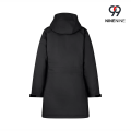Parka impermeável elegante de comprimento médio com zíper oculto