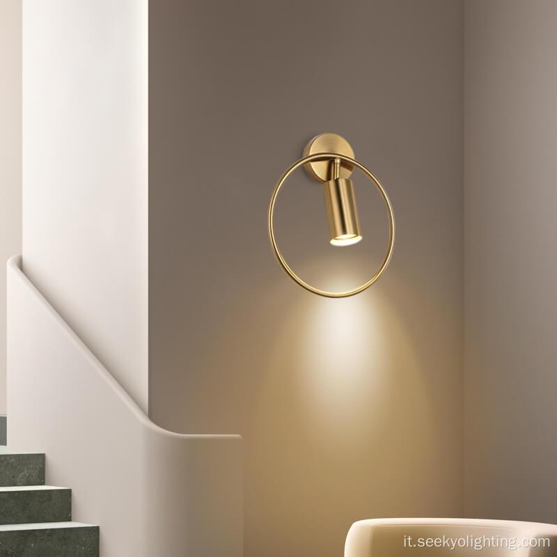 Lampada da parete con spot di decorazione anello oro