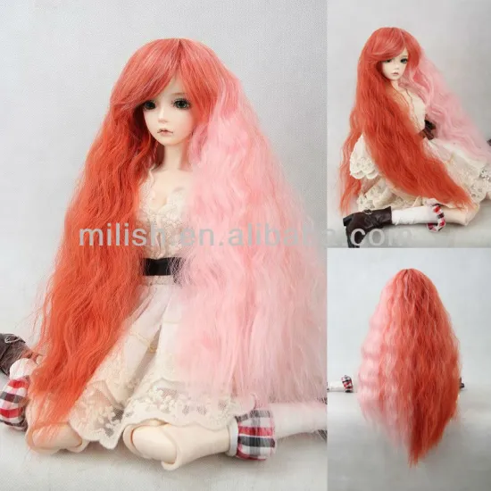 Cute synthetic long color mixing mohair doll wigs BJDW-0035