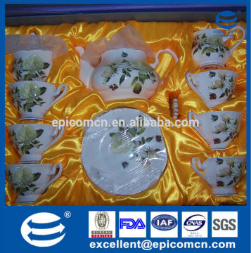 hot sale flower painting porcelain tea pot, coffee pot, water pot, 17pcs tea set