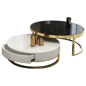 Modern Glass Top Stainless Steel Base Gold Coffee Table - Wholesale Cheap Price