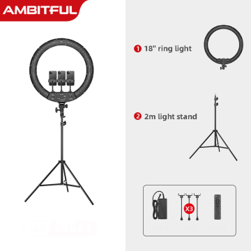 18" 50W LED Ring Light - Bi-Color Remote Control Ring Lamp for YouTube Videos and Makeup with Tripod