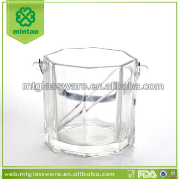 Clear square mini ice cream and ice bucket with holder and clamp