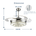 42 Zoll Deckenventilatoren mit LED-Kristall-LED-Kronleuchter