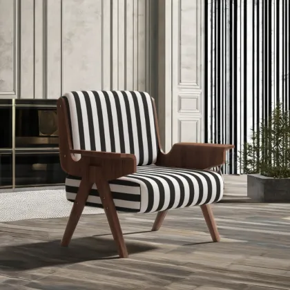 French Retro Solid Wood Fabric Leisure Chair