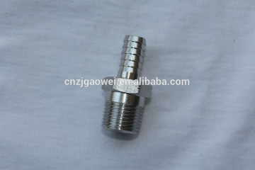 stainless steel 3/8 MPT x 3/8 barb, barb to NPT, straight adapter, plug