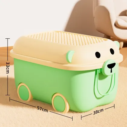 Plastic Children Toys Storage Box with Wheels and Handle - S Size 46x31x27cm - Lovely Color Toy Organizer