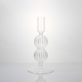 Ribbed Ball Conjoined Crystal Glass Candlestick Holder