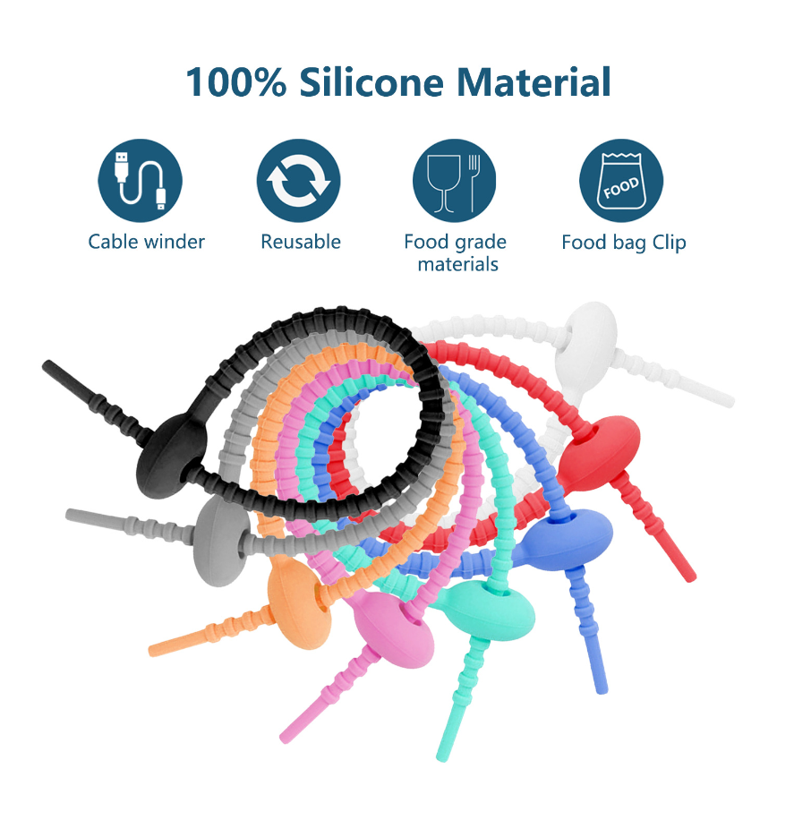 Silicone Cable Winder Bag Ties Clip