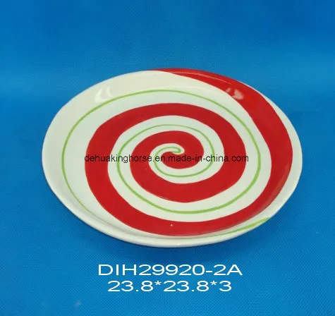 Hand-Painted Ceramic Candy Plate for Christmas Decoration
