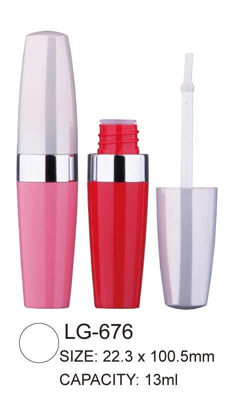 Tabung lip gloss bundar plastik dengan cincin tengah