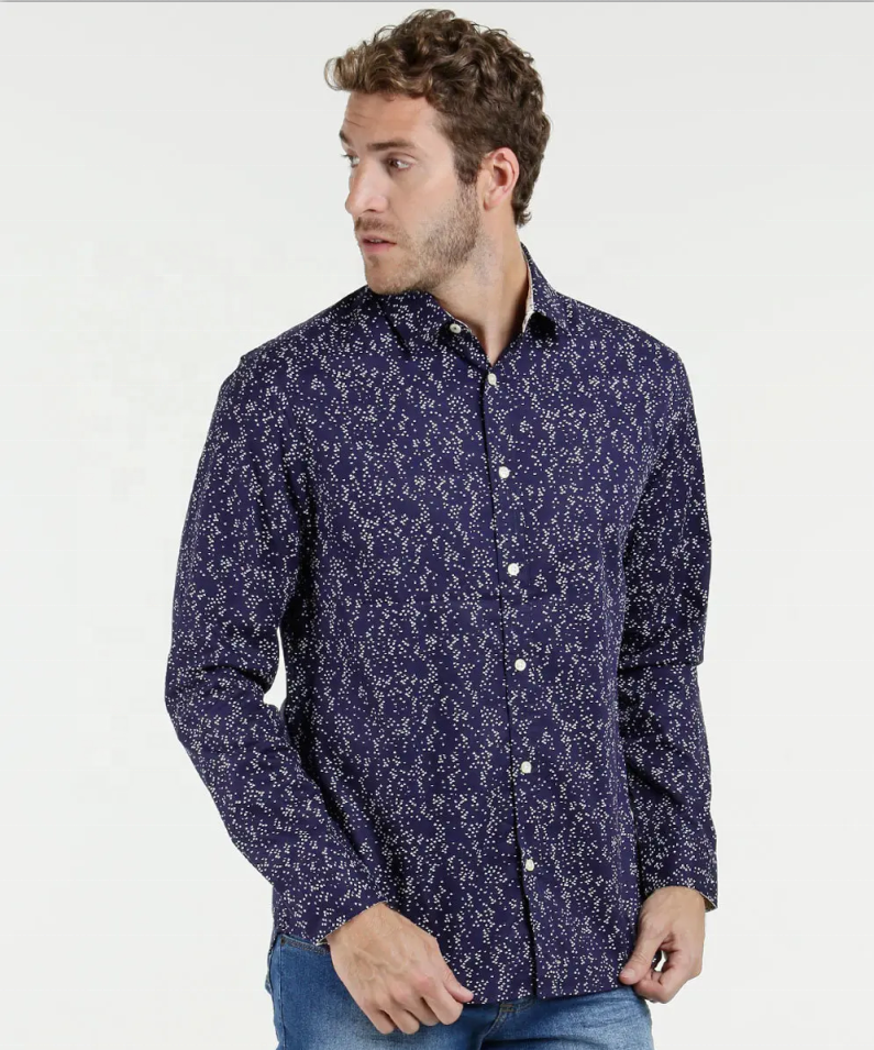 Mens 100% Cotton Casual Long Sleeve Printed Shirts