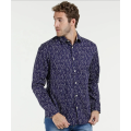 Camicie stampate casual a maniche lunghe in cotone 100% da uomo