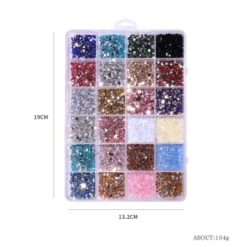 Crystal Flat Bottom Nail Resin Charms with 24 Grid Fluorescent Electroplating AB Non Hot Fix for Jewelry Decoration