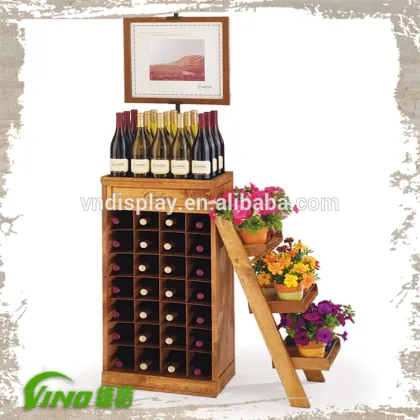 Drinks display, energy drinks display, wooden beverage rack
