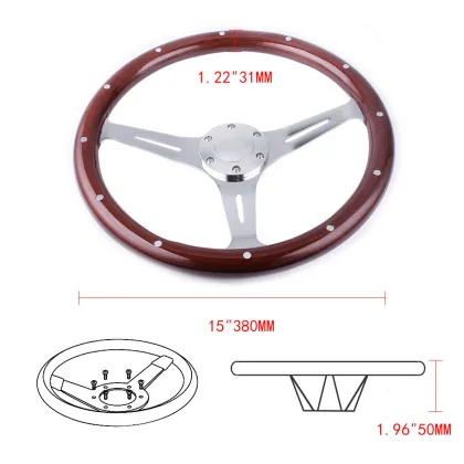 Universal 15" Grant Classic Nostalgia Style Wood Grain Steering Wheel