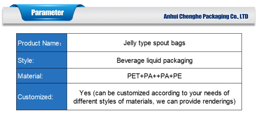 jelly type beverage packaging bag