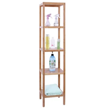 100% Bamboo Wood Bathroom Shelf 5-Tier Multifunctional Storage Rack Shelving Unit Kitchen Livingroom Bedroom Shelves