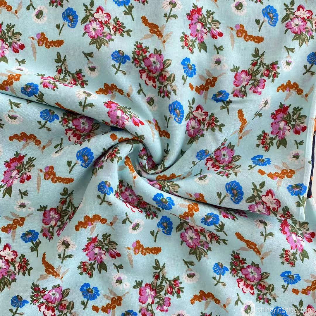 Elegante stampa di fiori originale 105GSM Tessuto di rayon 100%per vestito