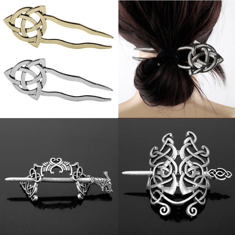 Women Hairpins Jewelry Viking Hair Celtics Knots Crown Vintage Style Nordic Mythology Hair Clips Hair Stick Hair Accessories