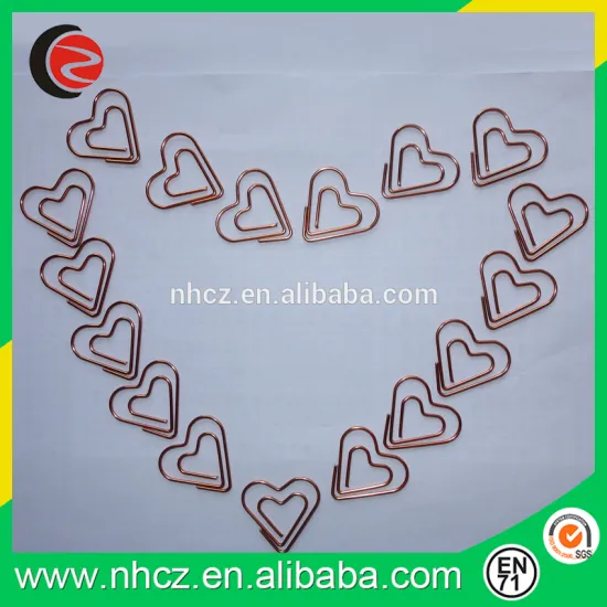 2016 Rose golden heart shaped paper clips