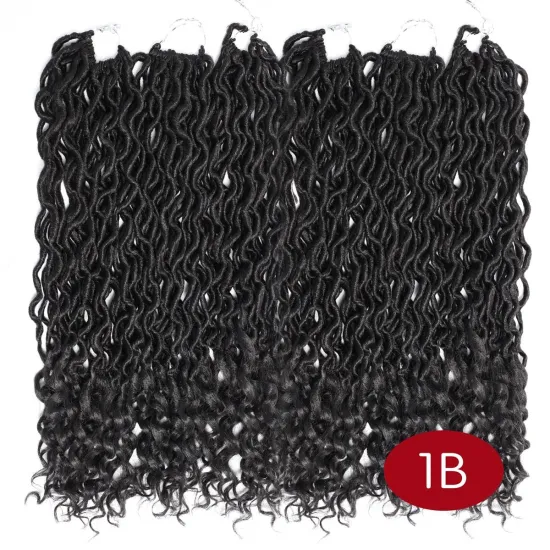 Dreadlocks Braids 24strands 18"75g Deep Wave Curly Ends Crochet Hair Braids Wavy Goddess Locs Synthetic Braiding Faux locs Hair
