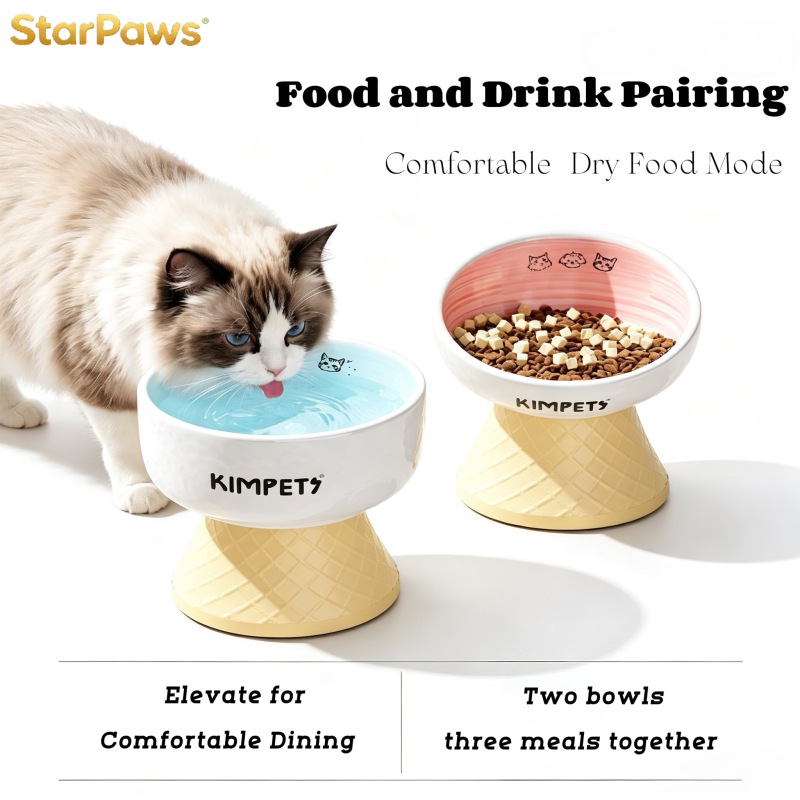 Ergonomic Wide Mouth Ceramic Pet Bowl