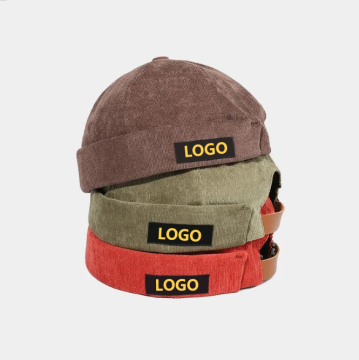 Korean Style Men's Retro Corduroy Hat with Melon Skin Label