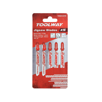 Toolway T118A T-Shaft Jig Saw Blade Set for Metal Cutting - 5 Pieces