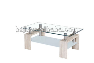 Wooden Paper Covered Glass Coffee Table