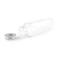 botella de vidrio hexagonal transparente 300 ml con tapa de aluminio