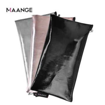 Custom Solid Color PU Leather Makeup Brush Storage Bag for Travel
