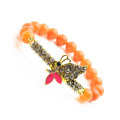 Red Aventurine Gemstone Bracelet with Diamante Butterfly Piece