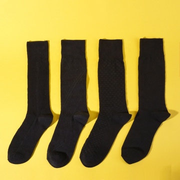 Breathable Cotton Knitted Black Business Socks