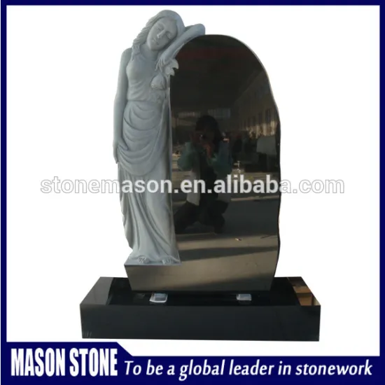 Funeral Lady Statue Black Headstone