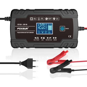 Foxsur OEM ODM 12V 24V 8A Automatic Smart Battery Charger for GEL WET AGM and LiFePO4 Batteries