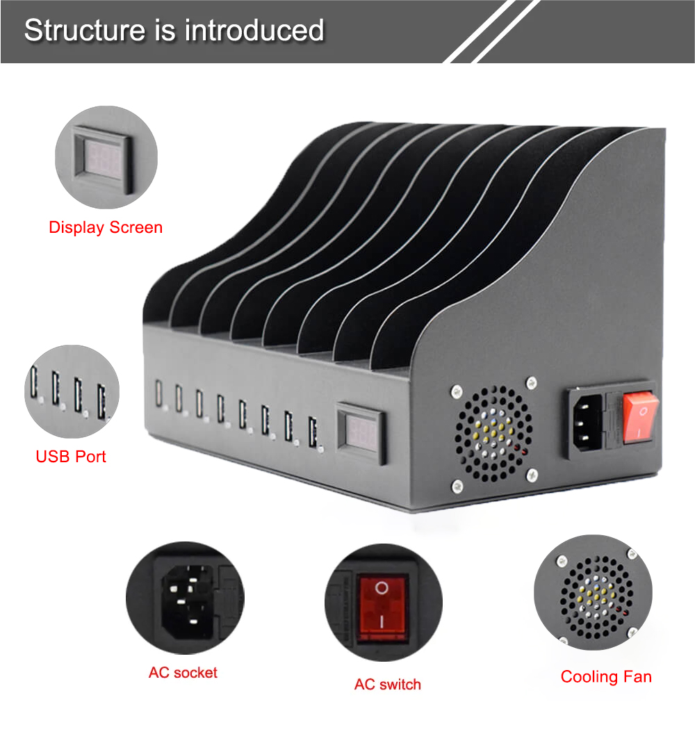 8 Ports USB Charging Station Structure is introduced 8 Ports USB Charging Station Structure is introduced