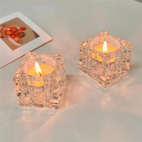 Square Large Crystal Glass Candle Holder