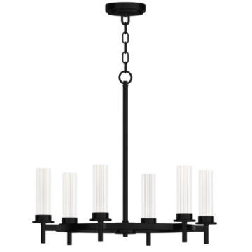 Costilla de lámpara interior de vidrio acanalado de 6 luces