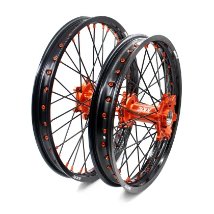 KKE Motorcycle Dirt Bike Wheels for KTM 125/450 EXC SX-F - Orange Hub Black Rim