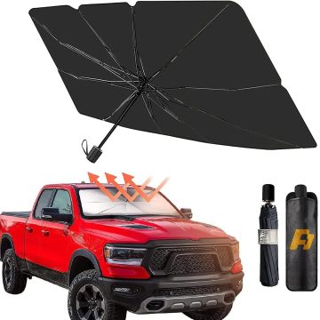 Universal Car Windshield Sun Shade لسيارات السيدان ، سيارات الدفع الرباعي ، التقاطات ، ومعظم المركبات: حماية سيارتك الداخلية بظلال النافذة الأمامية