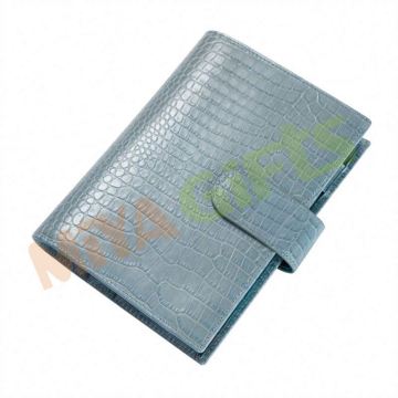 Custom Debossed Vegan Leather Journal with Pagemarker Pocket - Lightslategray A5B5 Crocodile Design