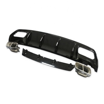 Black Rear Diffuser with Silver Exhaust Pipe Tips for Mercedes-Benz A45 Style A-Class W176 (2013-2018)