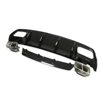 Black Rear Diffuser with Silver Exhaust Pipe Tips for Mercedes-Benz A45 Style A-Class W176 (2013-2018)