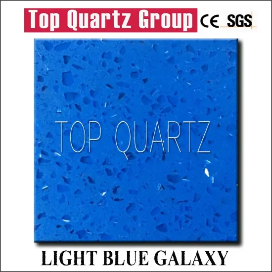 Hot sales light blue shining artificial quartz stone,sparkle quartz stone countertop