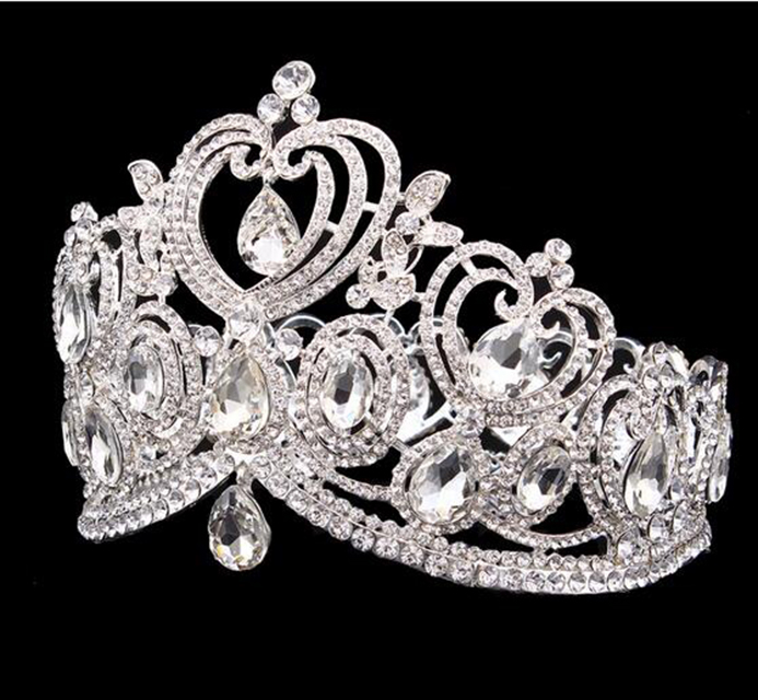 2018 Full Round Big Rhinestones Queen Crown